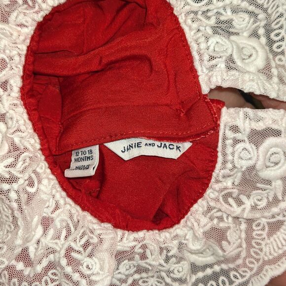 Janie & Jack Red Velour Lace Collar Dress 12–18M Holiday Christmas EUC - Picture 6 of 8